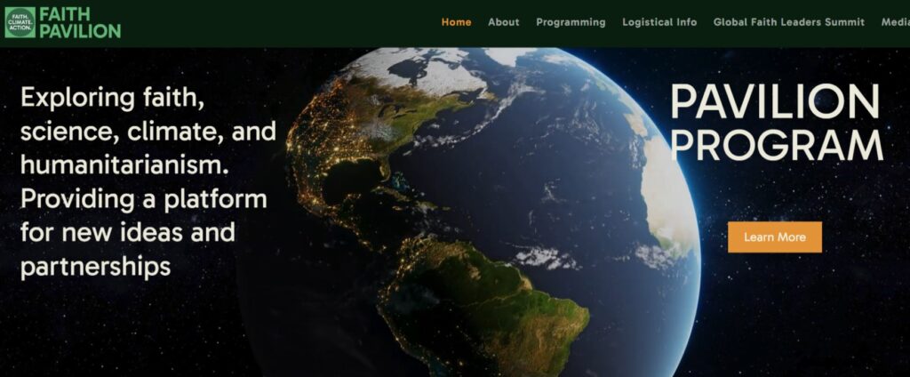 Screenshot of the Faith at COP28 Website